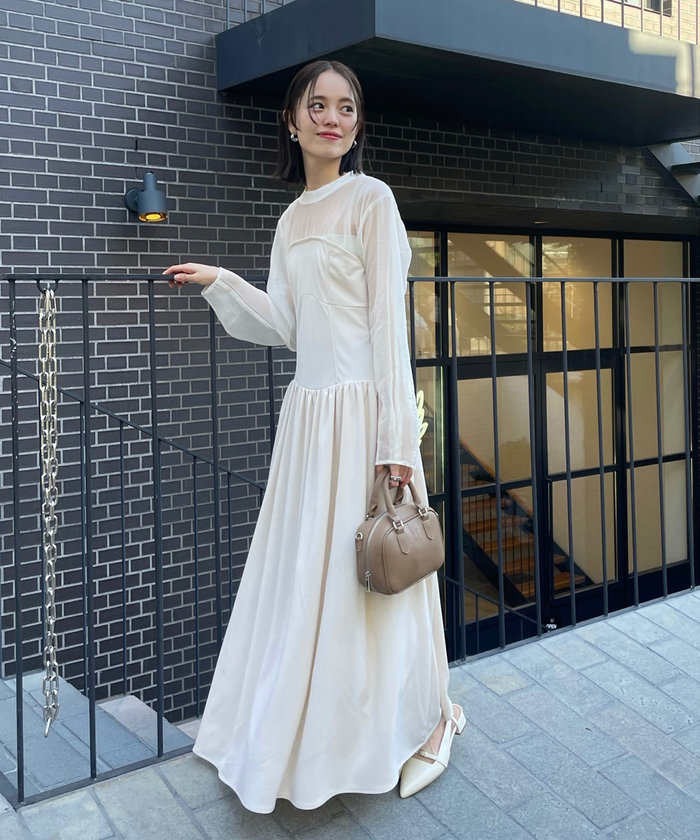 ポールスミス ロングワンピース マキシ丈 花柄 ドッキング リボン Aライン M ポールスミス ロングワンピース マキシ丈 花柄 ドッキング