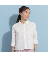 Liliane Burty ECLAT/【S・Mサイズ】綿ローン×ボーラー刺繍ブラウス/506031127