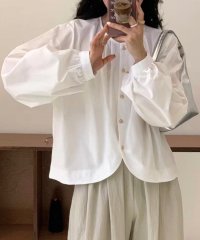 Amulet/アミュレット Amulet シンプルタックブラウス レディース 10代 20代 30代 韓国ファッション カジュアル 春 夏 秋 無地 可愛い おしゃれ ボタン/506031259