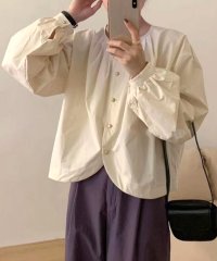 Amulet/アミュレット Amulet シンプルタックブラウス レディース 10代 20代 30代 韓国ファッション カジュアル 春 夏 秋 無地 可愛い おしゃれ ボタン/506031259