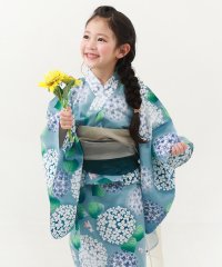 devirock/着くずれしにくい ワンピースになる2WAY 浴衣 セパレート 帯2本 4点セット 子供服 キッズ ベビー 女の子 浴衣 甚平 /506031552