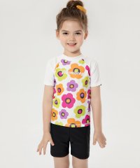 TeddyShop/テディショップ Teddyshop キッズ水着 半袖ラッシュガードプリントトップス+ショートパンツ+キャップ 3点セット【返品不可商品】/506032657