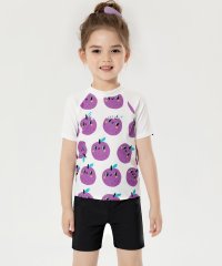 TeddyShop/テディショップ Teddyshop キッズ水着 半袖ラッシュガードプリントトップス+ショートパンツ+キャップ 3点セット【返品不可商品】/506032657