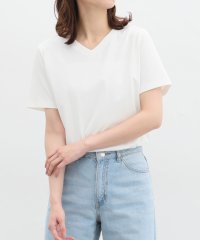 Honeys/きれいめＶネックＴシャツ トップス Tシャツ 半袖 Vネック 無地 綿 レディース 白 /506032770