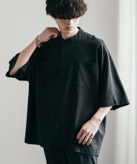 Rocky Monroe/接触冷感 ドルマンシャツ 半袖 ストレッチ メンズ レディース 無地 バンドカラー とろみ オーバーサイズ ビッグシルエット ワイド ルーズ リラックス ゆった/506033429