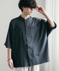 Rocky Monroe/接触冷感 ドルマンシャツ 半袖 ストレッチ メンズ レディース 無地 バンドカラー とろみ オーバーサイズ ビッグシルエット ワイド ルーズ リラックス ゆった/506033429