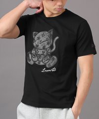 LUXSTYLE/LUXE/R(ラグジュ)猫柄PUレザーワッペン半袖Tシャツ/Tシャツ メンズ 半袖 PUレザー 合皮 ワッペン アップリケ 猫 ねこ ネコ/506033640