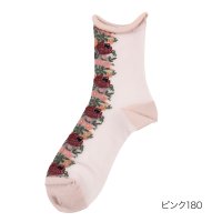 HANAE MORI/HANAE MORI(ハナエ モリ) ： フロント花柄 ソックス クルー丈 テグス(3103－022) 婦人 女性 レディースフクスケ fukuske 福助 公/506032797