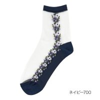 HANAE MORI/HANAE MORI(ハナエ モリ) ： サイド花柄 ソックス クルー丈 テグス(3103－026) 婦人 女性 レディースフクスケ fukuske 福助 公式/506032800