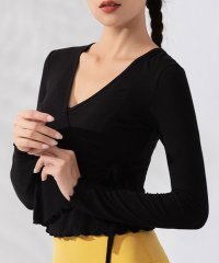 TeddyShop/テディショップ Teddyshop レディース 長袖カシュクール風メロウフリルクロップドヨガトップス/506034510