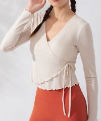 TeddyShop/テディショップ Teddyshop レディース 長袖カシュクール風メロウフリルクロップドヨガトップス/506034510