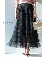 CAWAII/たっぷりホイップフリルチュールミディアムスカート/506035148