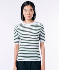 LACOSTE/UVカット 吸水速乾 ウォッシャブル COOLMAX クールマックス ボーダーニット半袖Tシャツ/505172318