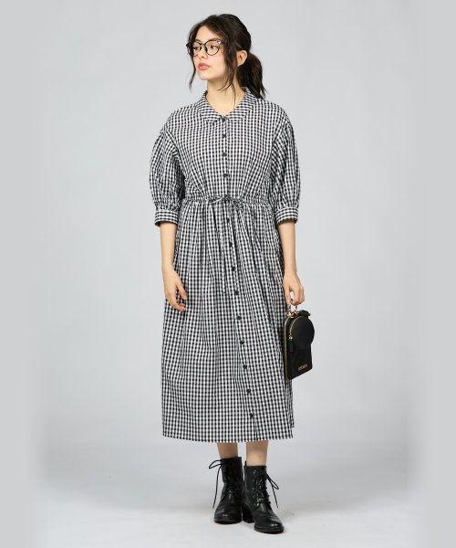 セール】【Outlet】WV73 ROBE ギンガムリップルチェックワンピース 