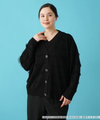 Leilian PLUS HOUSE/ボーダー状フリンジニットカーディガン【LE TRICOT PERUGIA】/505968534