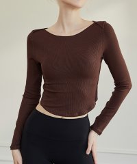 TeddyShop/テディショップ Teddyshop レディース 長袖バックシャンカットアウトクロップドヨガトップス ピラティスウェア/506039228