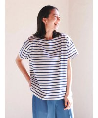 Samansa Mos2 blue/ボーダーTシャツ/506039546