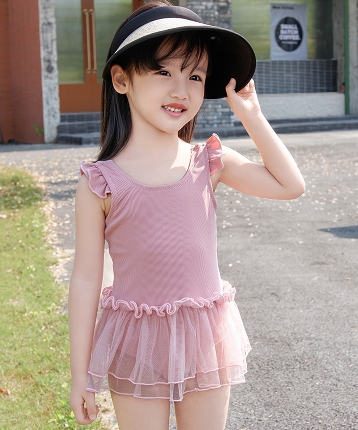 新品frill frill swim wearチュール水着ベージュ