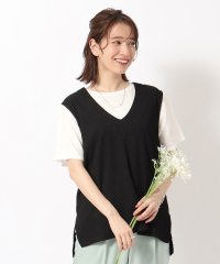 SHOO・LA・RUE/【洗える/2点セット】さらさらVネックベスト＋Tシャツ/506040495