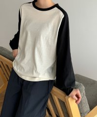 CANAL JEAN/harmonie －OrganicCotton－(アルモニ オーガニックコットン) 配色パフスリーブラグランプルオーバー/506040753