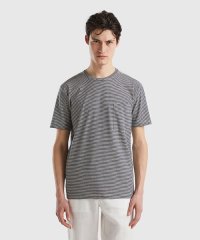 BENETTON (mens)/クルーネック胸ポケット先染めストライプ半袖Tシャツ・カットソー/506031592