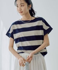 coen/【WEB限定】ワイドボーダーフレンチスリーブTシャツ/506035967