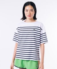 LACOSTE/シルケット加工 パネルボーダーバスクシャツ/506040803