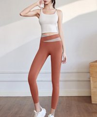 TeddyShop/テディショップ Teddyshop レディース パッド付きヨガトップス+バイカラーレギンスセットアップ 上下2点セット/506041469