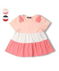 moujonjon/【子供服】 moujonjon (ムージョンジョン) 肩リボン付き３段切替フレアーＴシャツ 80cm～140cm M42808/506041509