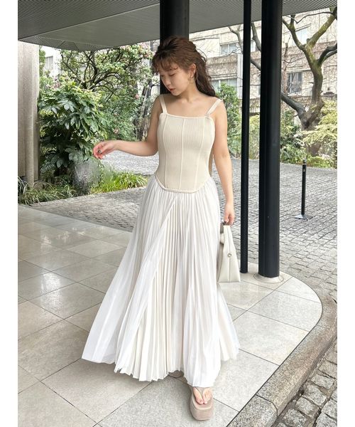 FRAY I.D】コルセットニットチュールコンビワンピース FRAY I.D】コルセットニットチュールコンビワンピース