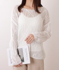Lace Ladies/レースレディース Lace Ladies ダイヤ柄 透かし編み ゆる ニット プルオーバー/506032997