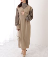 Lace Ladies/レースレディース Lace Ladies フェイク レイヤード ハイネック ウエスト タック ワンピース/506033023