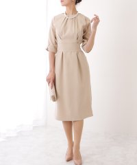 Lace Ladies/レースレディース Lace Ladies クルーネック リボン付き 5分袖 タック ワンピース/506033028
