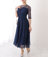 Lace Ladies/レース レイヤード 5分袖 タック フレア ワンピース/506033029