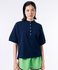 LACOSTE/リブスタンドカラー クロップド丈 5分袖ポロシャツ/506048316