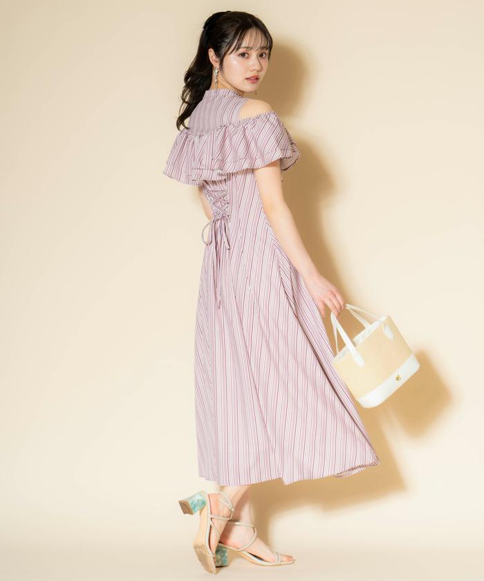 セール 40%OFF】マルチストライプフリルワンピース(506048528 セール 40%OFF】マルチストライプフリルワンピース(506048528