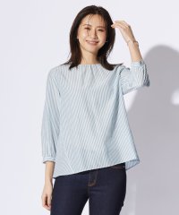 J.PRESS LADIES（LARGE SIZE）/【洗える】コットンアセVis ストライプ クルーネック ブラウス/505994176