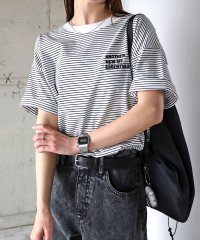 アンドミー andme ANMEロゴ 刺繍入り ボーダー 半袖 Tシャツ