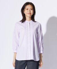 J.PRESS LADIES（LARGE SIZE）/【洗える】シャンブレー バンドカラー ピンタック ブラウス/506051103