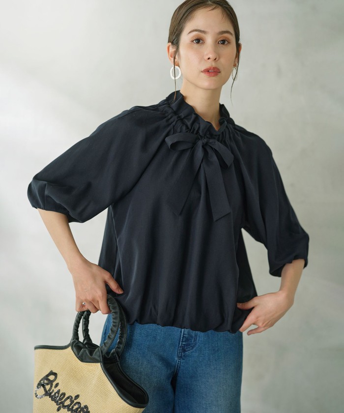 セール 30%OFF】 ギャザーリボン バルーンブラウス(506051116