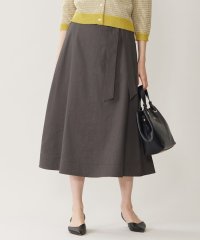 JIYU-KU(LARGE SIZE)/【洗える】リネンビスコースストレッチフレア スカート/506052037