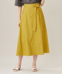 JIYU-KU(LARGE SIZE)/【洗える】リネンビスコースストレッチフレア スカート/506052037