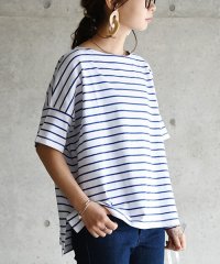 and it_/もちもちストレッチビッグシルエットカットソー Tシャツ カットソー レディース 春夏 半袖  トップス  もちもち ストレッチ 伸縮性 ボーダー シンプル 無地/502314577