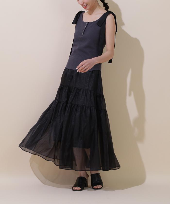 【本日限定¥1000off】lig.シアーボリュームスカートgray 楽天市場】CLEARANCE-SALE チュールスカート ロングスカート