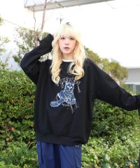 HOOK/フック HOOK HOOK ーoriginalー かわいいネコパッチワーク刺繍フリンジスウェット/506047670