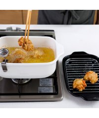 FUJIHORO/フジホーロー FUJIHORO 富士ホーロー 天ぷら鍋 揚げ物 IH 食洗器対応 温度計 網 パット付き 角型 ワイド 角型天ぷら鍋ワイド TPー22K/506050046