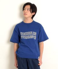 GLAZOS/USAコットン・スウェットライクカレッジロゴプリント半袖Tシャツ/506052580