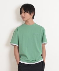 GLAZOS/ワンポイントロゴ裾レイヤード半袖Tシャツ/506052601