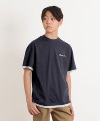 GLAZOS/ワンポイントロゴ裾レイヤード半袖Tシャツ/506052601