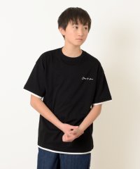 GLAZOS/ワンポイントロゴ裾レイヤード半袖Tシャツ/506052601